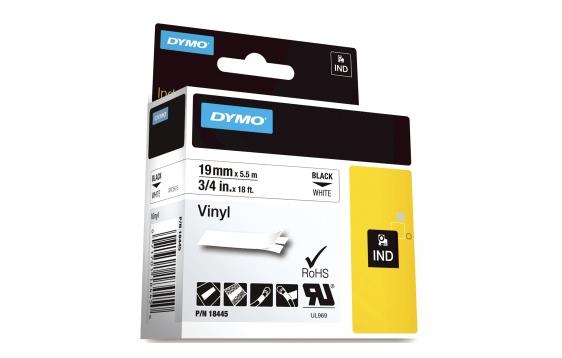 131994 Dymo 18445 Tape DYMO Rhino vinyl sort/hvit 19mm 